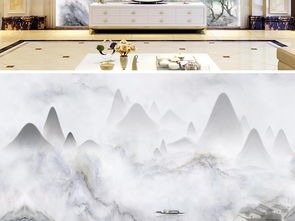 新中式黑白水墨意境 大理石山水背景墙的设计美学与高清素材应用